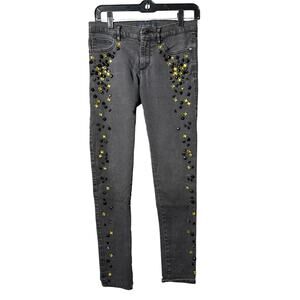 0160 Juicy Couture Skinny Black Embellished Jeans Size 27